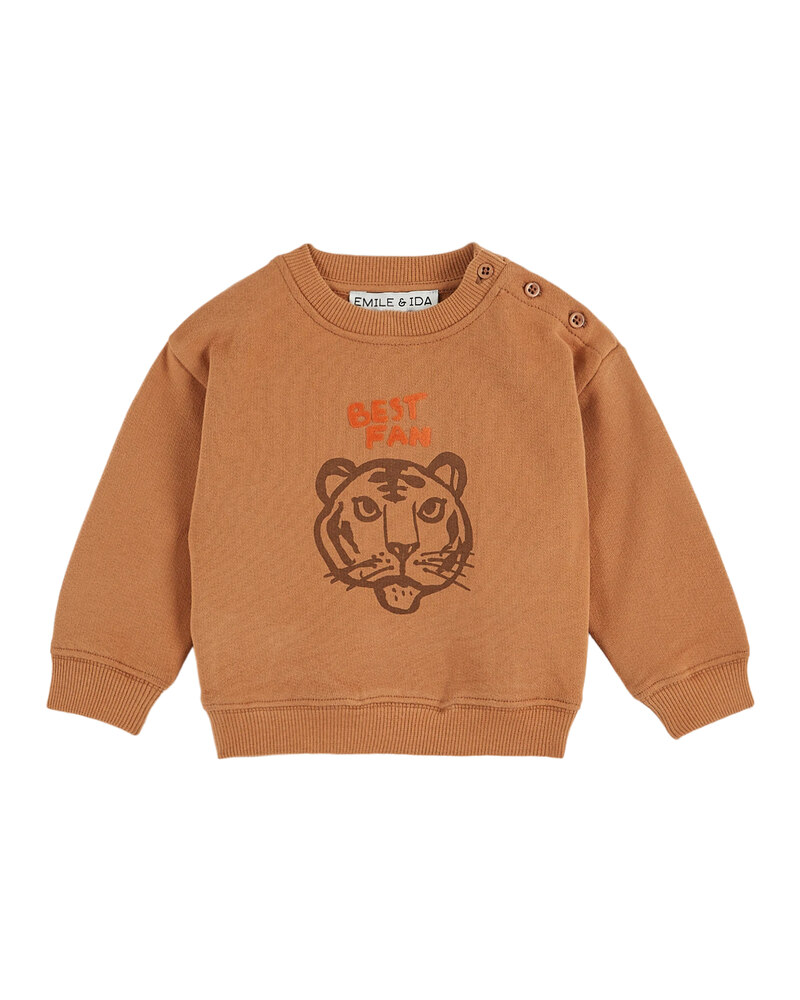 Sweat-shirt tigre coton bio croissant Emile & Ida Produit Face