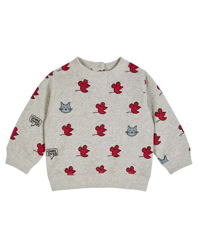 Sweat-shirt Souris coton bio Gris Chiné Emile & Ida