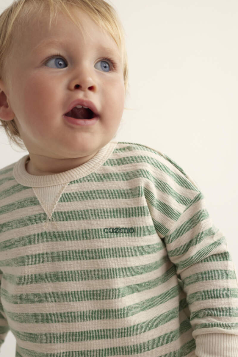 Sweatshirt rayé en coton bio Grass Green Cozmo lifestyle