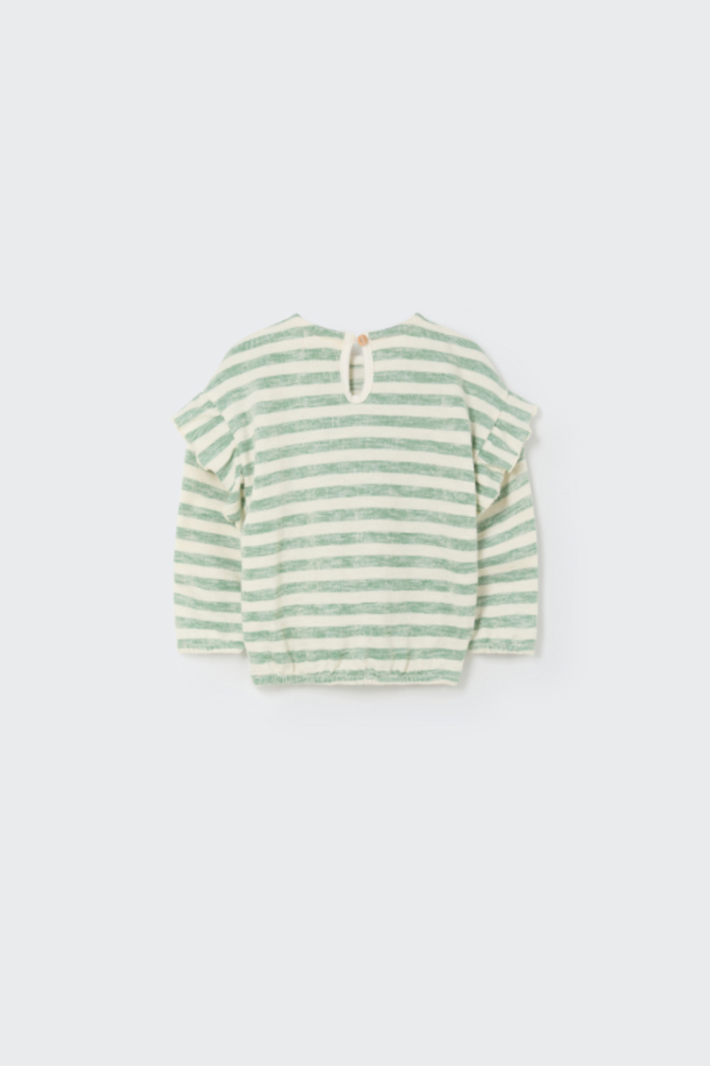 Sweatshirt rayé en crêpe coton bio Grass Green COZMO dos