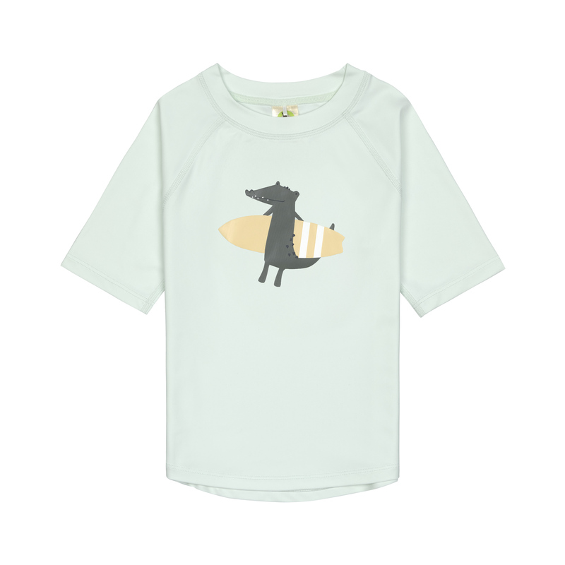 T-shirt anti-UV manches courtes Crocodile vert écume LASSIG face