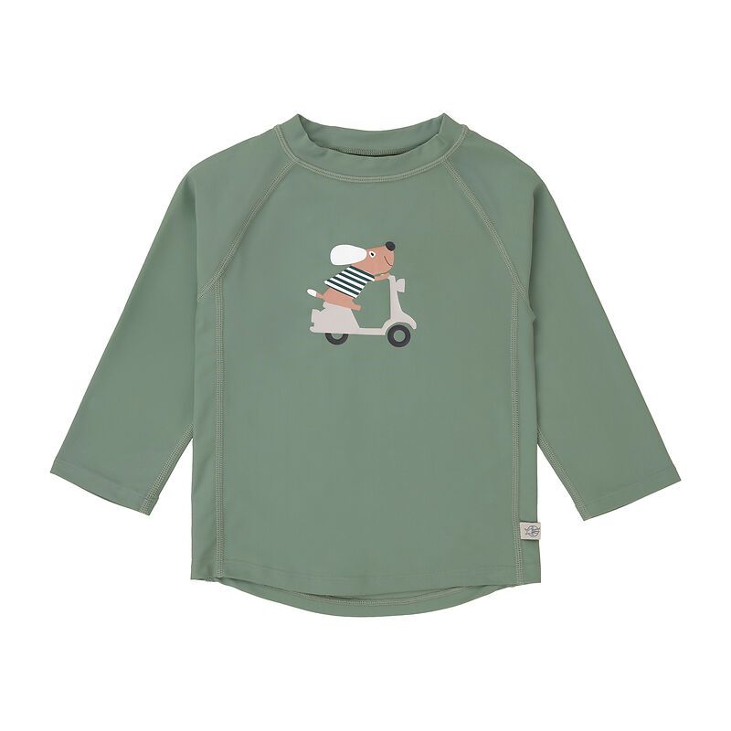 T-shirt anti-UV manches longues Scooter/Chien Vert Lassig devant