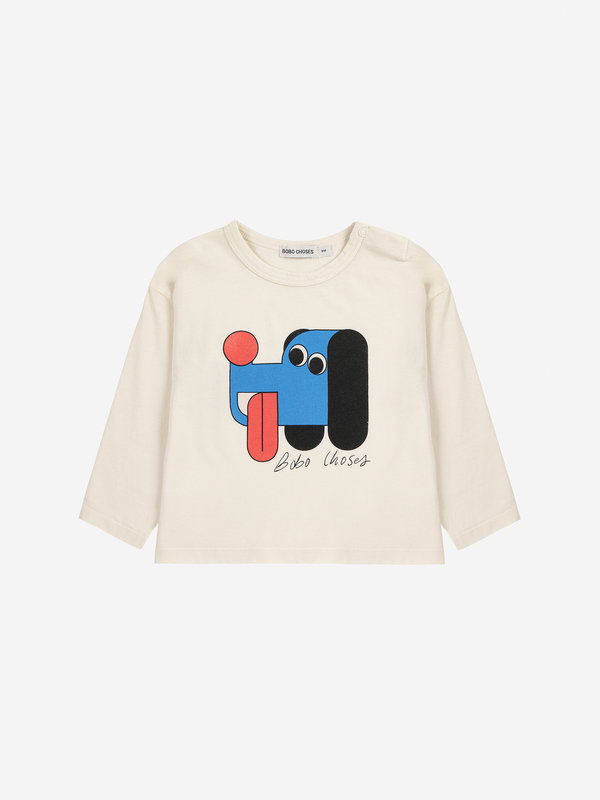T-shirt Doggy Mate Blanc 6 mois Bobo Choses face 