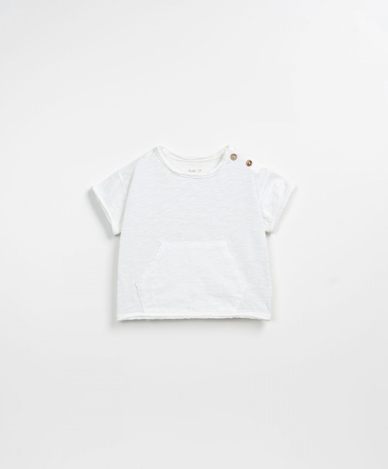 T-shirt manches courtes flammé jersey avec poche ventrale blanc Felt Play Up produit face