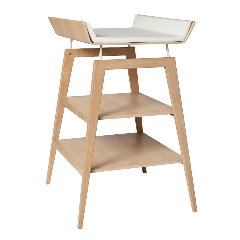 Table à langer avec matelas Linea bois de chêne Leander avec matelas