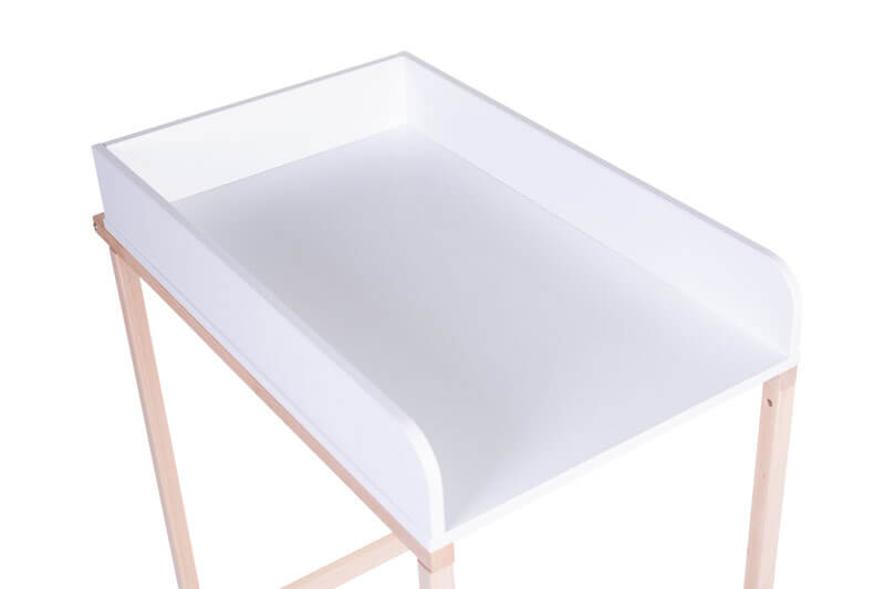 Table à langer avec baignoire et roues Blanc Naturel Childhome dessus