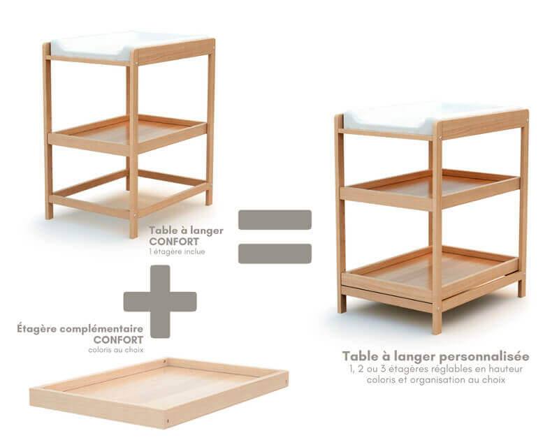 Table à langer Confort hêtre évolution