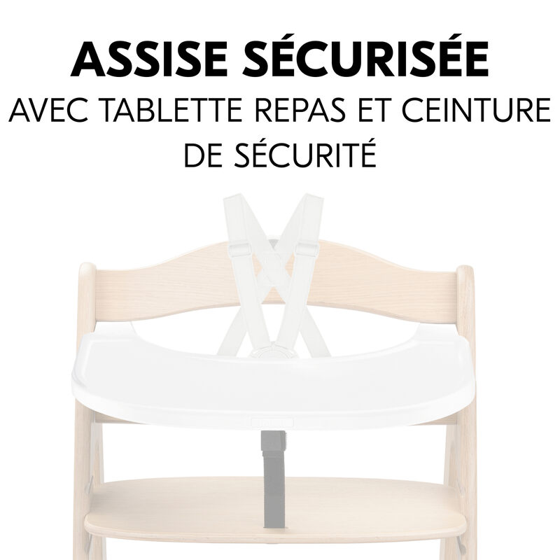 Tablette chaise haute Arketa White Hauck assise sécurisée
