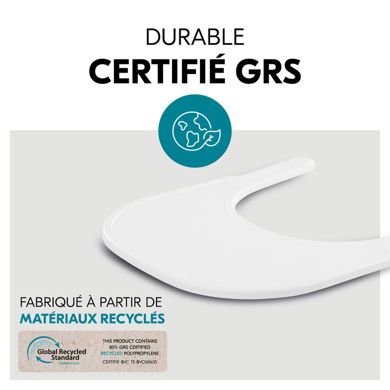 Tablette chaise haute Arketa White Hauck certifié grs
