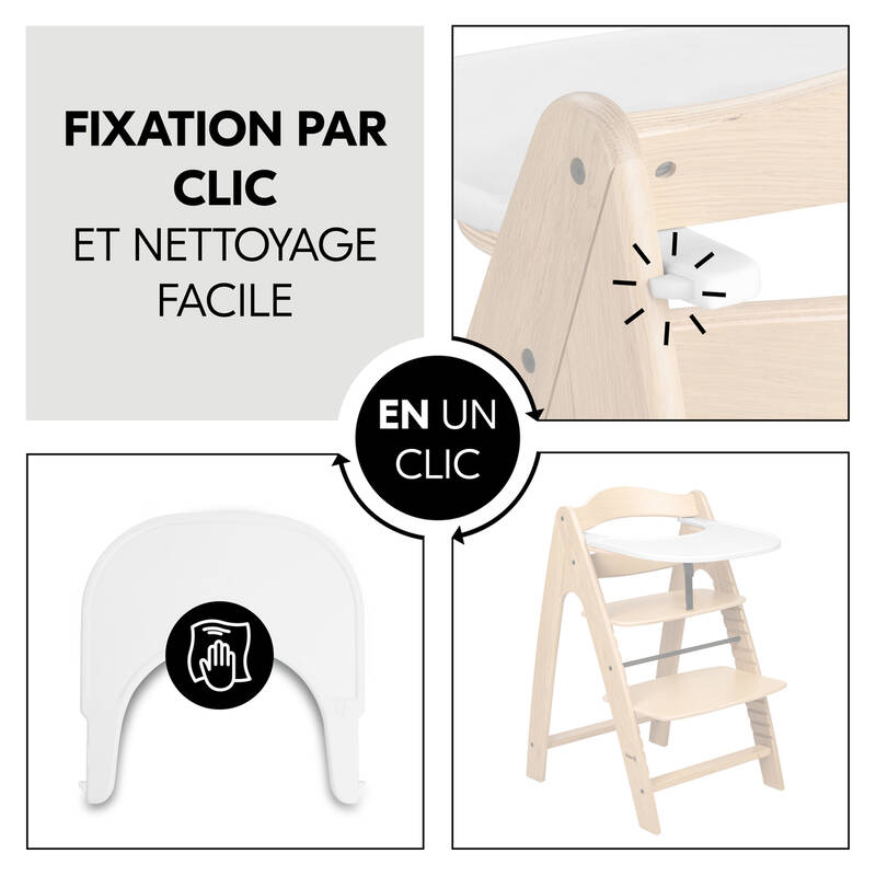Tablette chaise haute Arketa White Hauck fixation