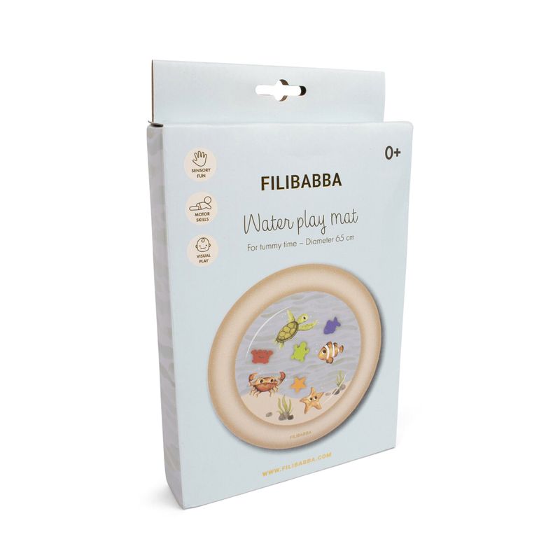 Tapis d'eau pour temps sur le ventre Amis de la mer Filibabba packaging