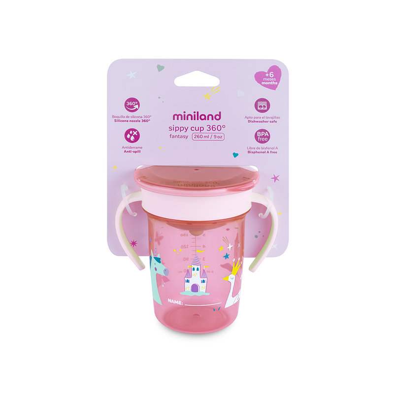 Tasse à bec 360 Fantasy licornes Miniland packaging 