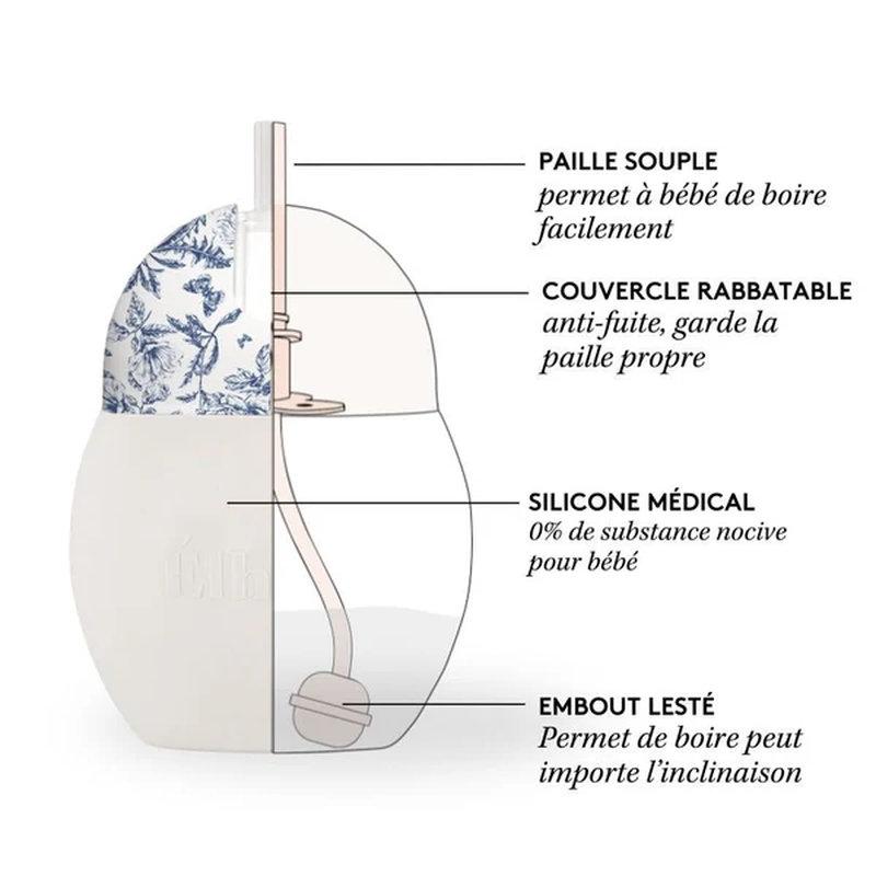 Tasse à paille Coconut 240 ml Tartine & Chocolat Blue ELHÉE schéma