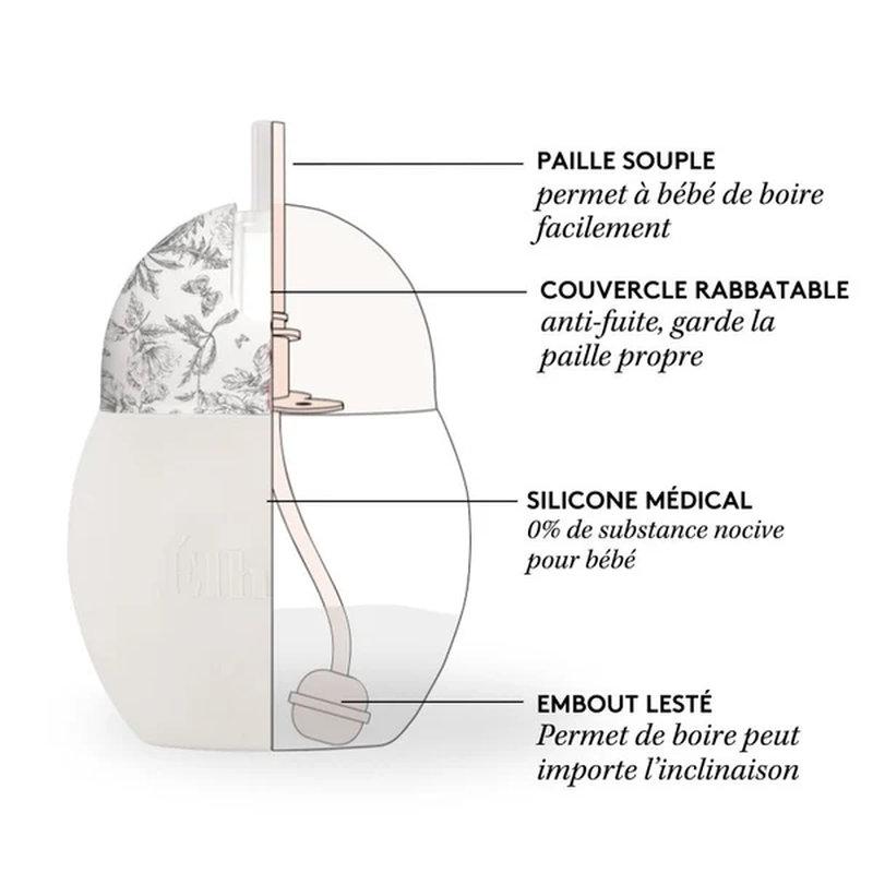 Tasse à paille Coconut 240 ml Tartine & Chocolat Grey ELHÉE schéma
