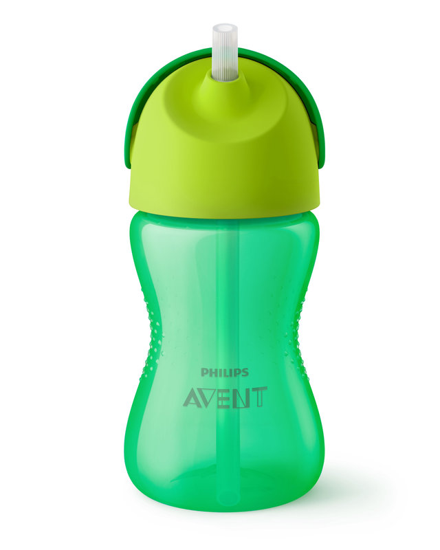 Tasse à paille flexible vert Philips Avent face 