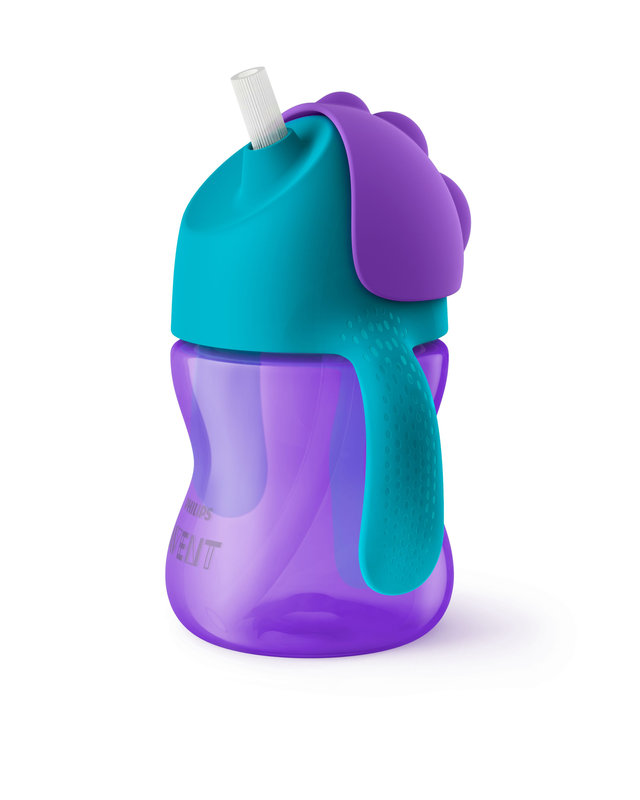 Tasse à paille flexible violet Philips Avent côté