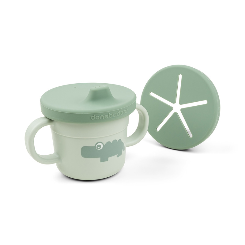 Tasse d'apprentissage & snack Foodie Croco Vert Done by Deer produit face