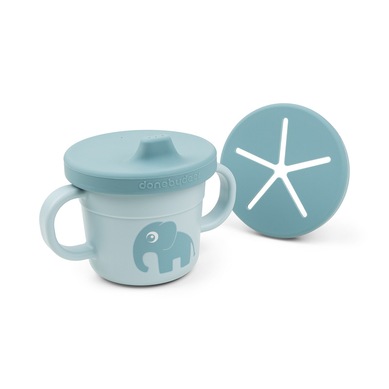 Tasse d'apprentissage & snack Foodie Elphee Bleu Done by Deer produit face
