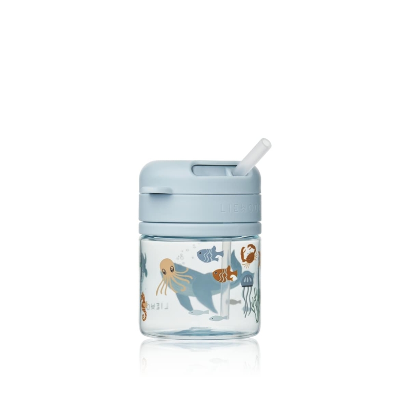 Tasse avec paille en tritan Pavia 280ml Sea creature / Sandy Liewood avec paille