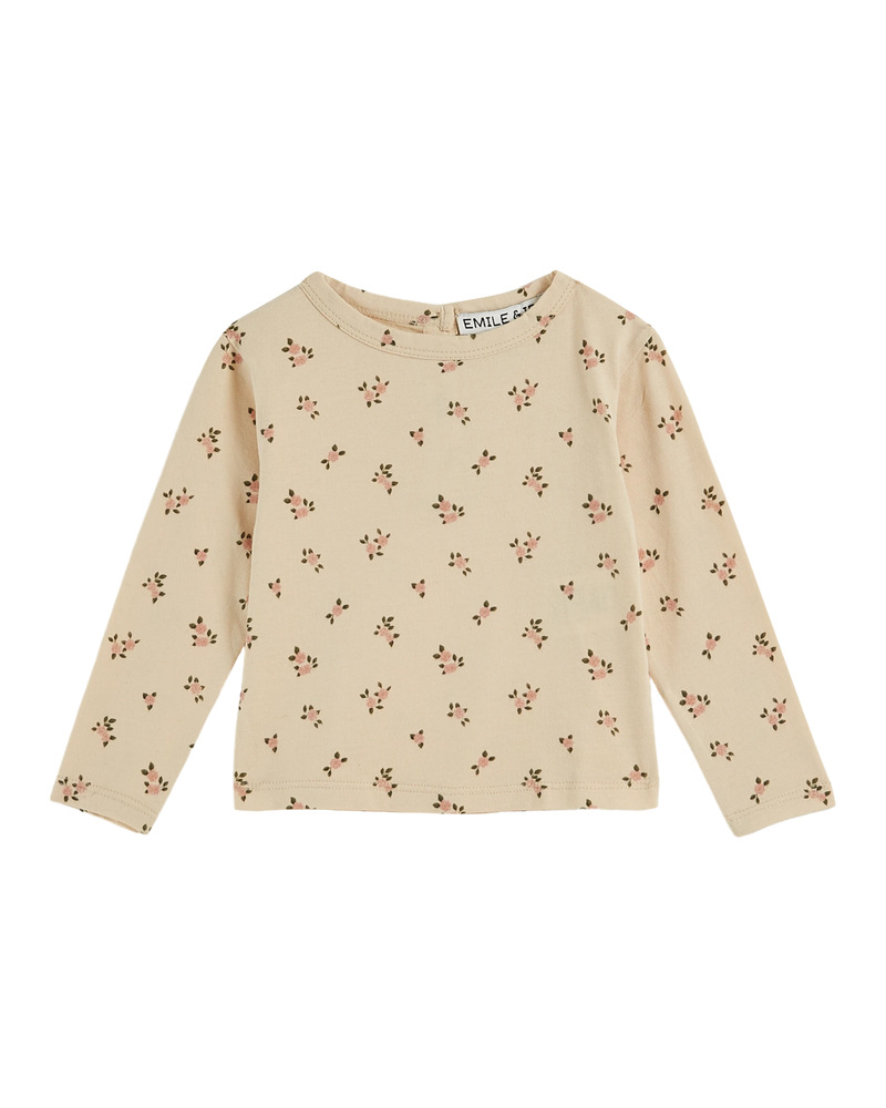 Tee-shirt coton bio imprimé brioche petite rose Emile & Ida Produit Face