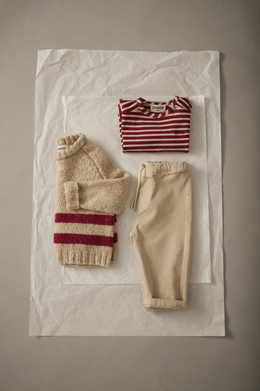 Tee-shirt Joel rayé Burgundy  12M Cozmo lifestyle 4