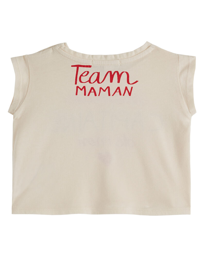 Tee-shirt “Maman Capitaine de mon Coeur” Crème Emile & Ida enfant dos