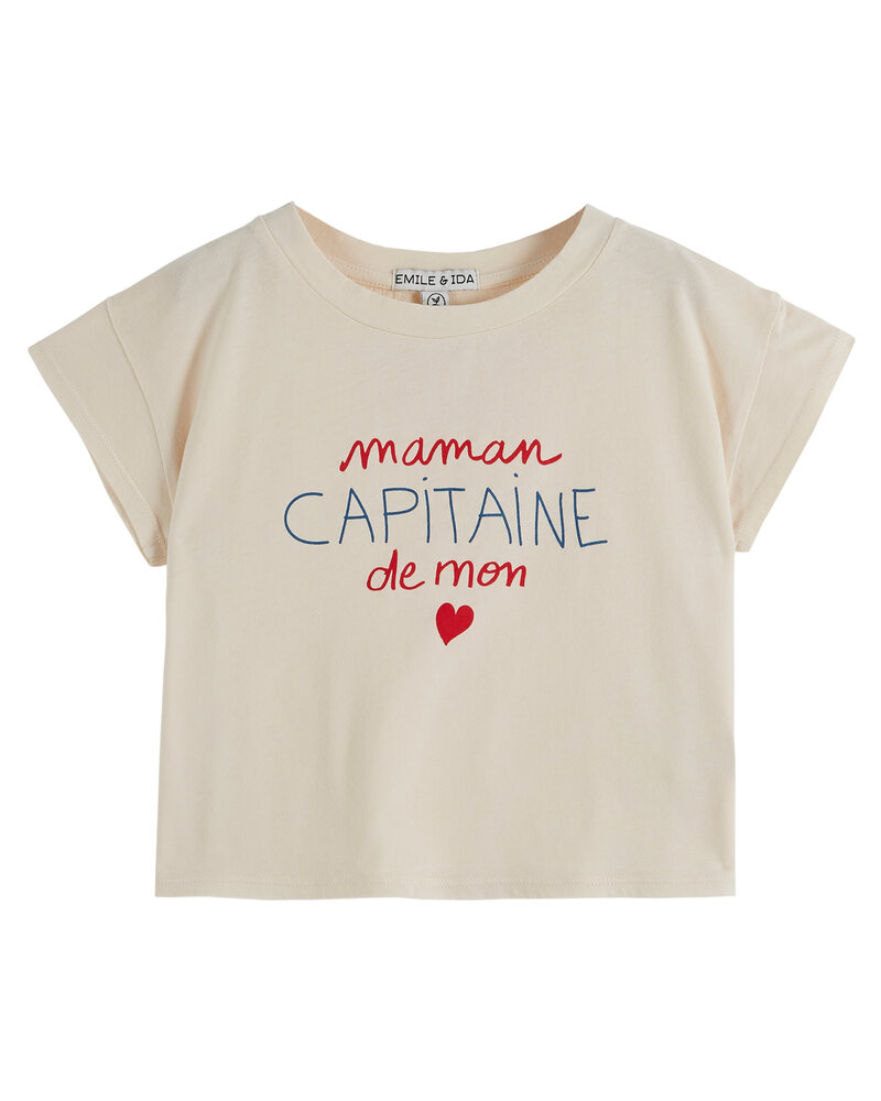 Tee-shirt “Maman Capitaine de mon Coeur” Crème Emile & Ida produit face