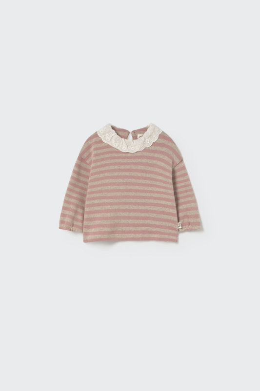 Tee-shirt Samar rayé rose 12M Cozmo face