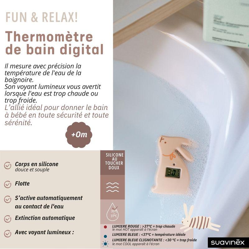 Thermomètre de bain digital Wonderland lapins coloris aléatoire SUAVINEX caractéristiques