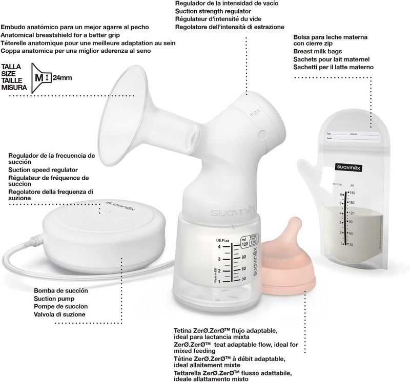 Tire-Lait Electrique Avec Biberon Zero Zero 120ml Suavinex fiche explicative 2