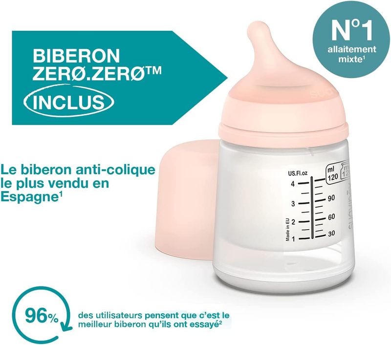 Tire-Lait Electrique Avec Biberon Zero Zero 120ml Suavinex fiche explicative 1