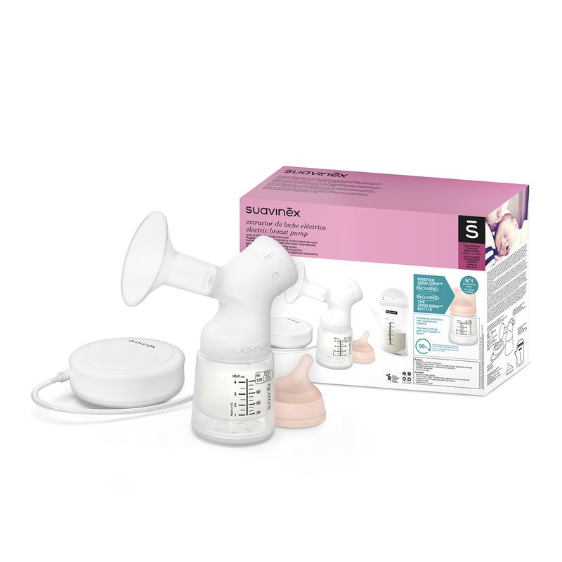 Tire-Lait Electrique Avec Biberon Zero Zero 120ml Suavinex produit avec packaging