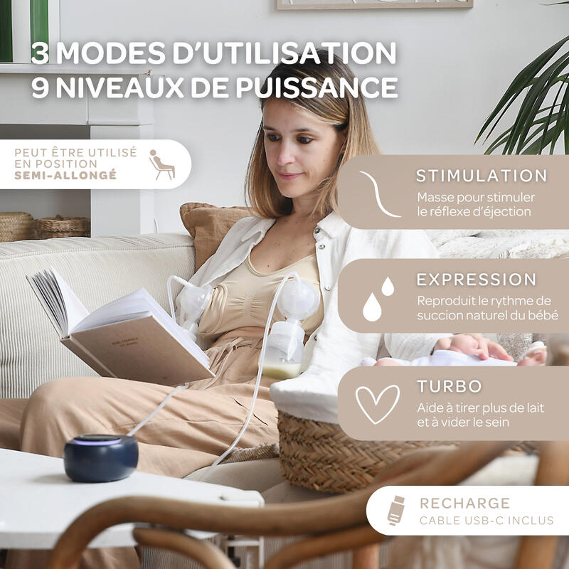 Tire-lait électrique Double Sans Fil Night blue BEABA Produit lifestyle2
