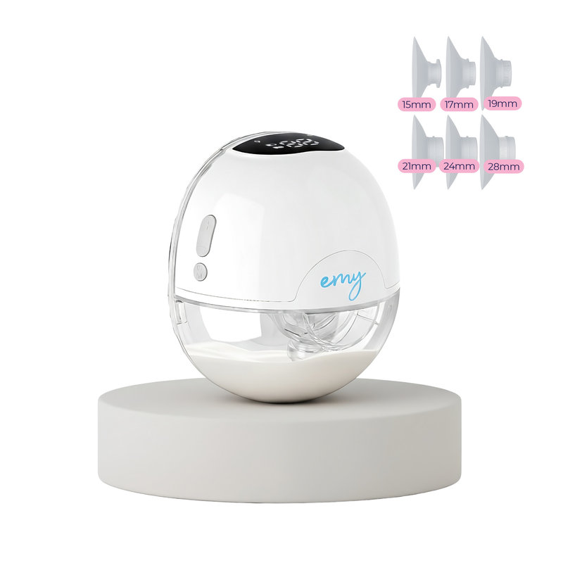 Tire-lait mains libres 2-en-1 Emy Pump produit avec tailles de téterelles