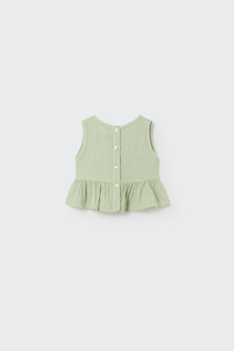 Top à rayures en gaze Lurex Tender Green COZMO dos
