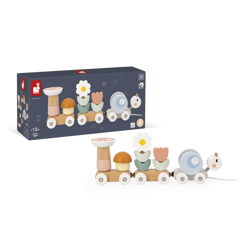 Train en bois Escargot Janod ensemble