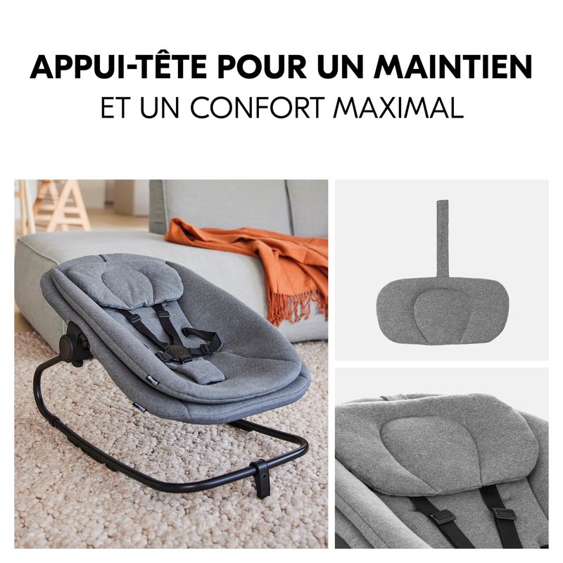 Transat 3-en-1 Bouncer Dark Grey Mélange Hauck appui tête