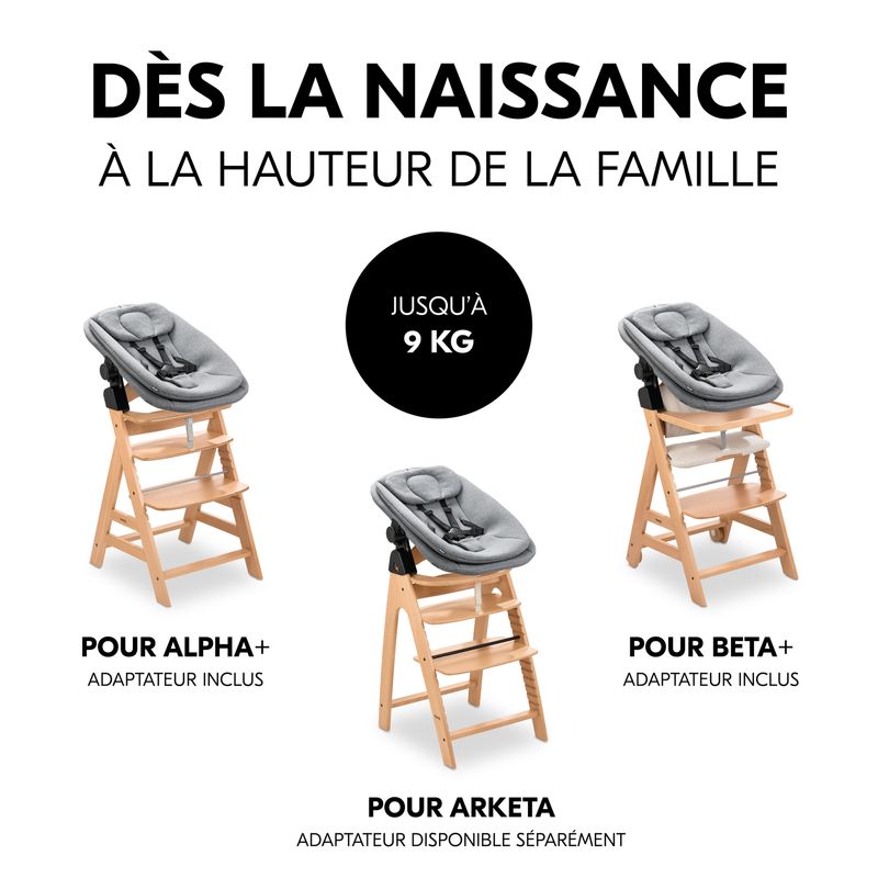Transat 3-en-1 Bouncer Dark Grey Mélange Hauck chaises compatibles