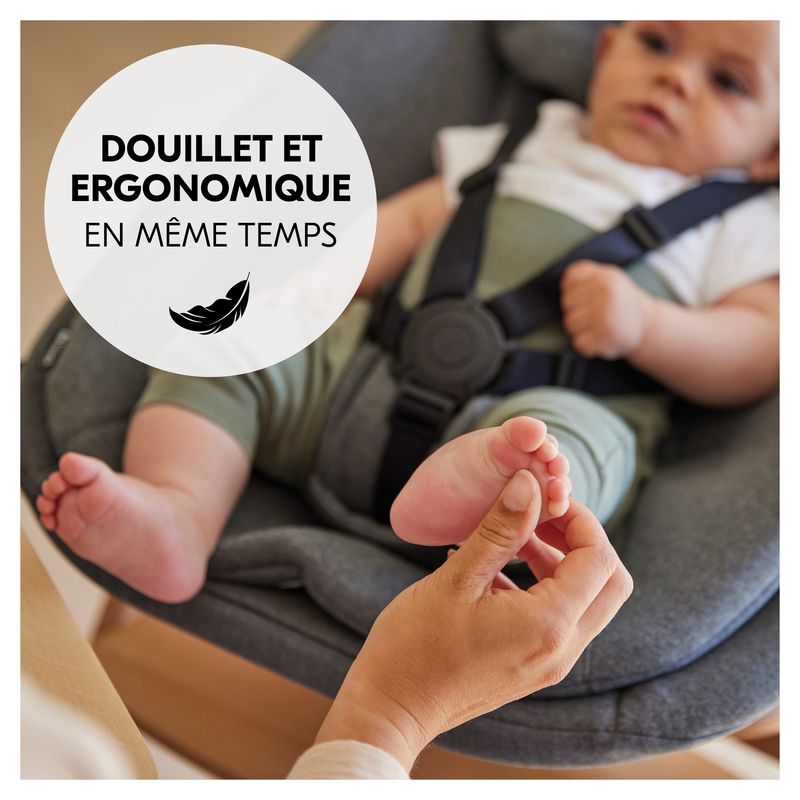 Transat 3-en-1 Bouncer Dark Grey Mélange Hauck confort