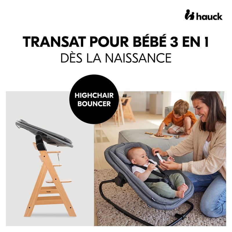 Transat 3-en-1 Bouncer Dark Grey Mélange Hauck transat naissance