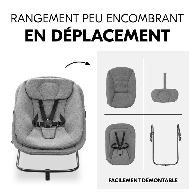 Transat 3-en-1 Bouncer Dark Grey Mélange Hauck rangement