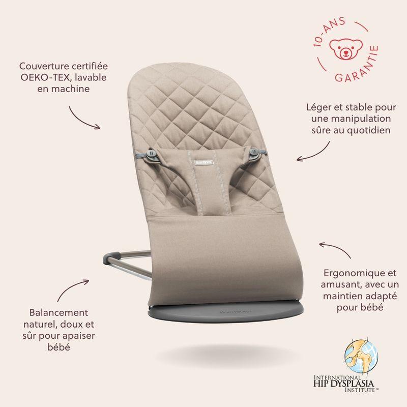 Transat Bliss Tissé Matelassage Classique Gris sable BABYBJORN caractéristiques 1