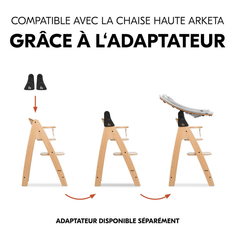 Transat en bois Highchair Bouncer Eco Light-grey pour chaise haute Hauck compatible
