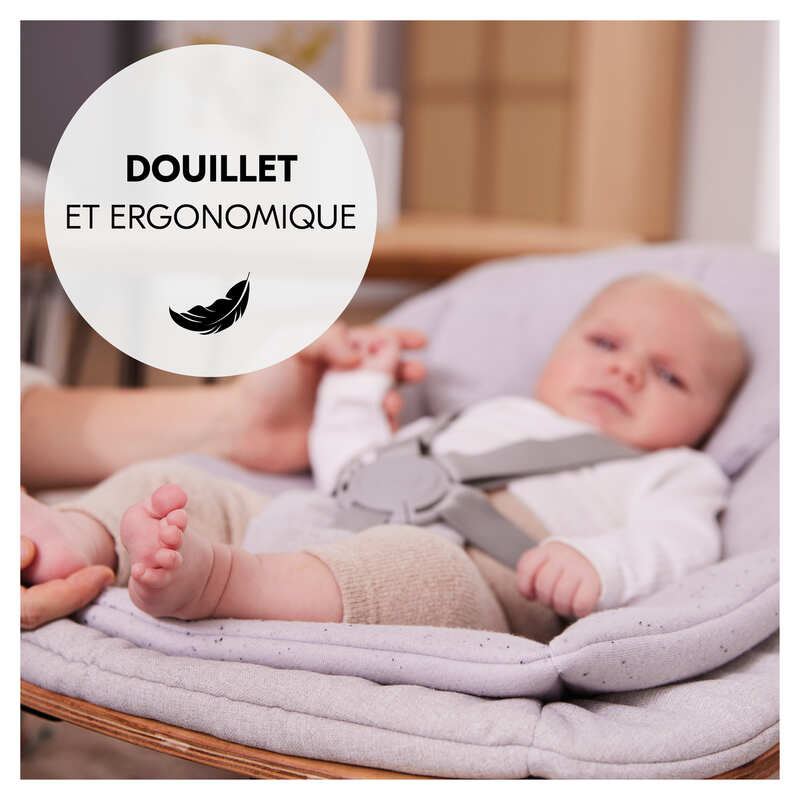 Transat en bois Highchair Bouncer Eco Light-grey pour chaise haute Hauck douillet