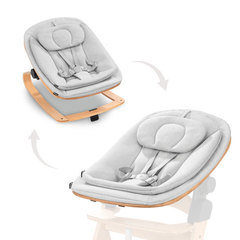 Transat en bois Highchair Bouncer Eco Light-grey pour chaise haute Hauck produit face