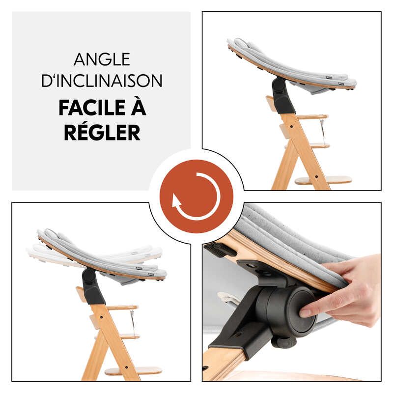 Transat en bois Highchair Bouncer Eco Light-grey pour chaise haute Hauck regler