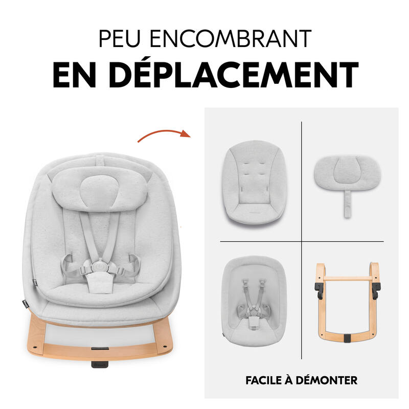 Transat en bois Highchair Bouncer Eco Light-grey pour chaise haute Hauck transport 