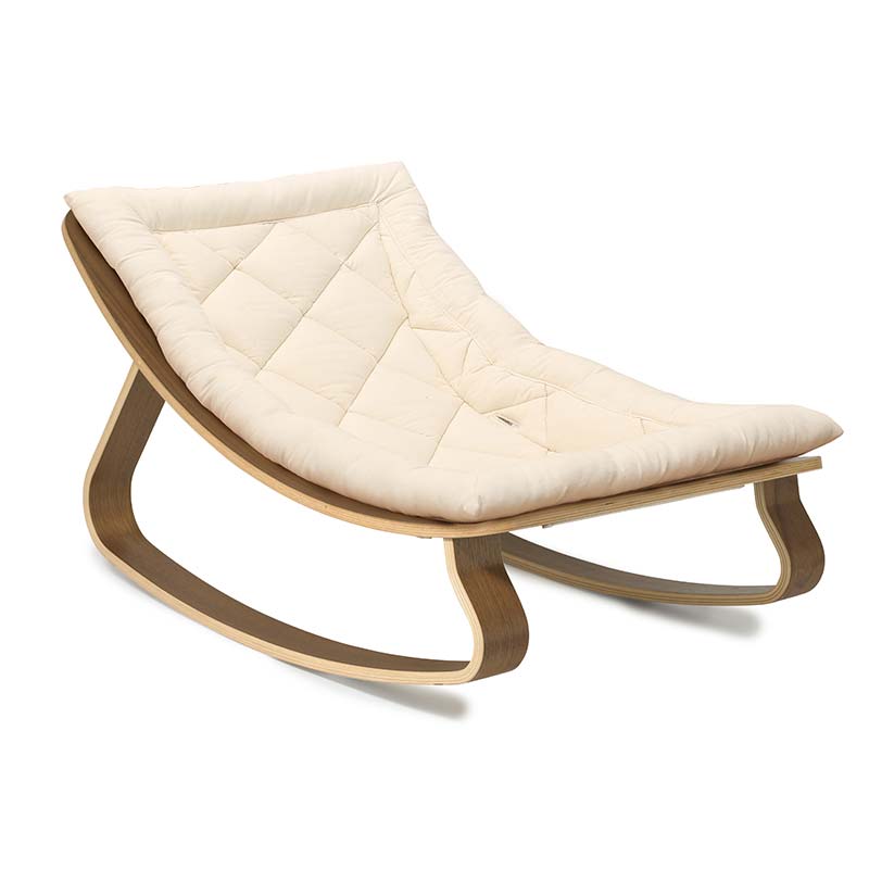 Transat en bois de noyer LEVO avec coussin au choix Charlie Crane Produit sans harnais