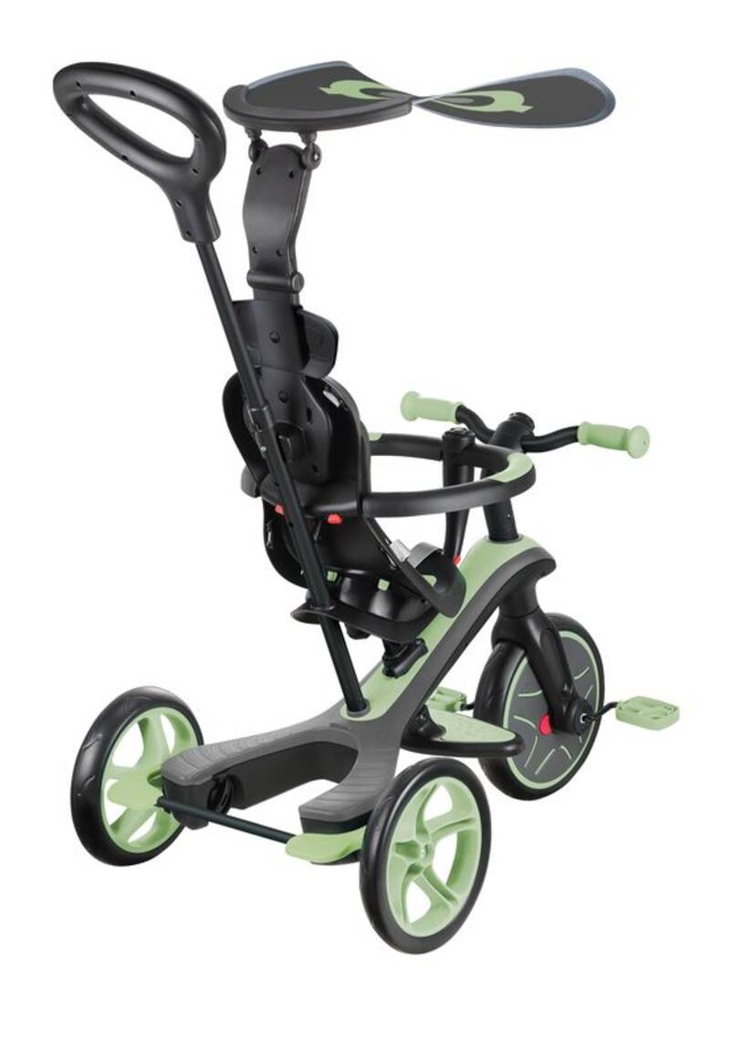 Tricycle évolutif explorer 4-en-1 sauge Globber vue arriere