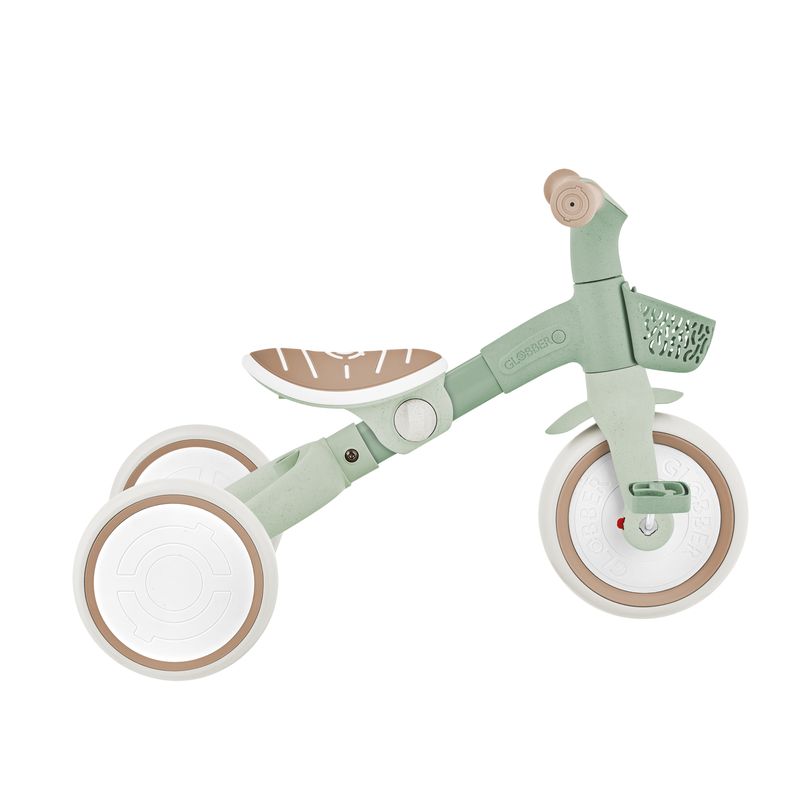 Tricycle Learning Trike Plus 3 in 1 évolutif Eco-Logic Sauge Globber étape 2 selle basse